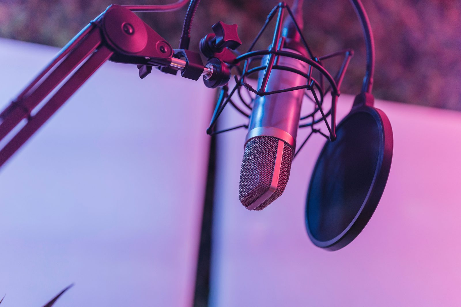 Voice-over artist practicing at desk