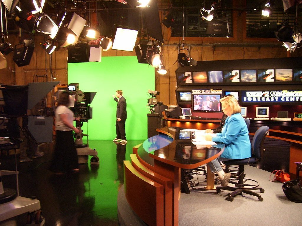 Voice-over artist preparing to record